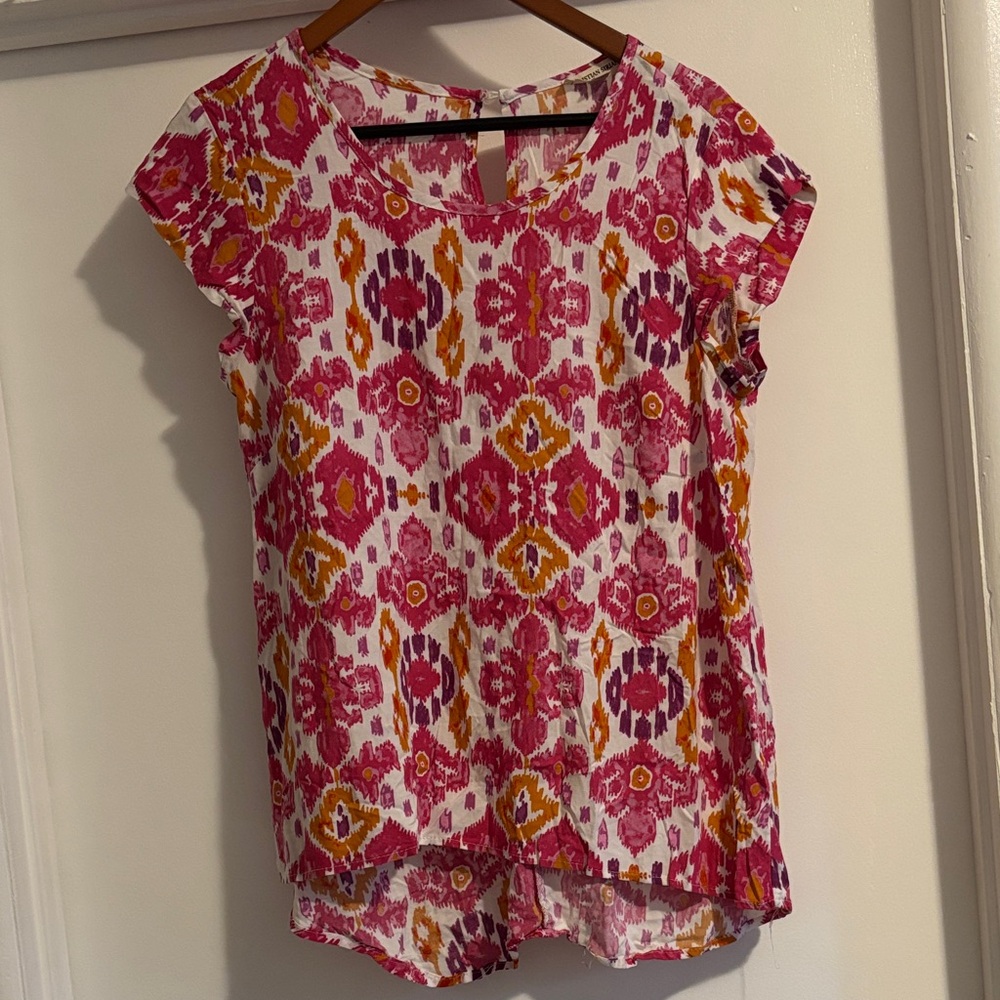 ❤️Christian Siriano New York Vibrant Pink and Orange Women's Short Sleeve Top S